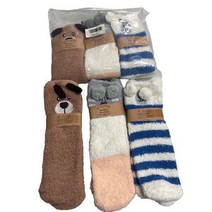 Fashion Boutique “Doggy Design Socks” 6 pair Women New With Tags Blue,Brown,Gray